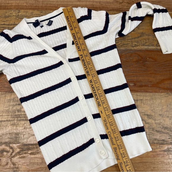 Lot of 2 Pima Cotton Striped Cardigan Tommy Hilfiger Cable Knit V-Neck Nautical - Picture 14 of 16